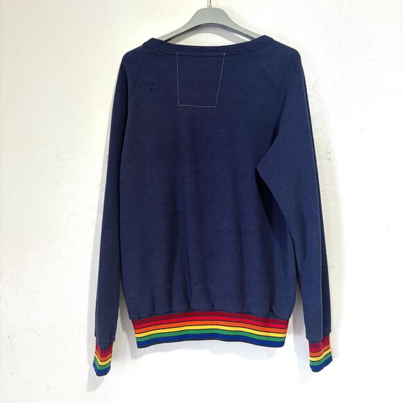 AVIATOR NATION Rainbow Stripes Sweatshirt in Navy Size S - Picture 5 of 13